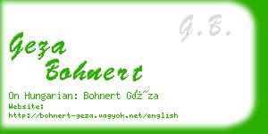 geza bohnert business card